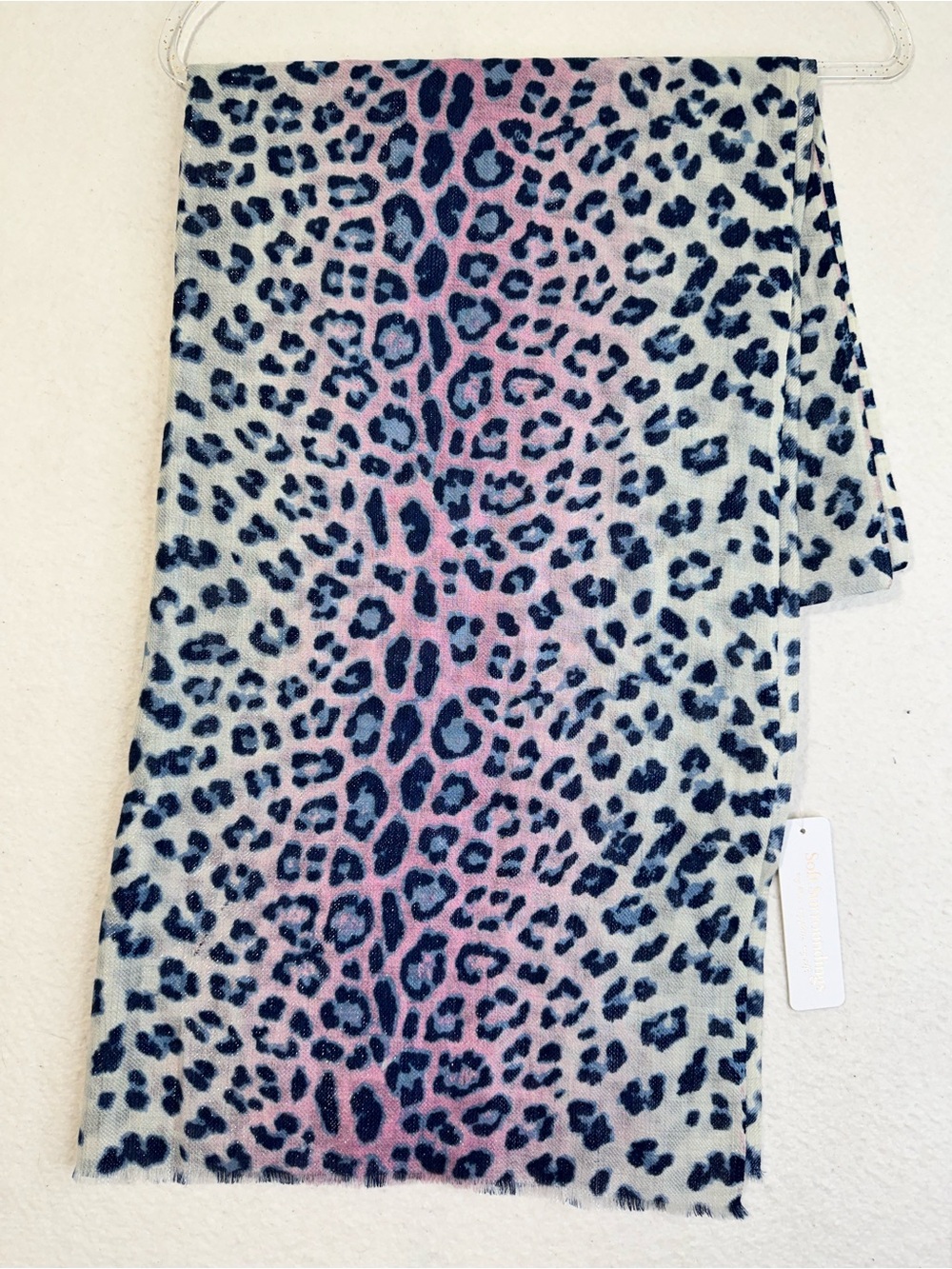 Soft Surroundings Wild At Heart Shimmer Leopard Print Pink & Black Wool Scarf
